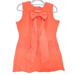 Peach A-Line Sheath Mini Dress Bow XL 60s Mod Retro Preppy Barbiecore Twee